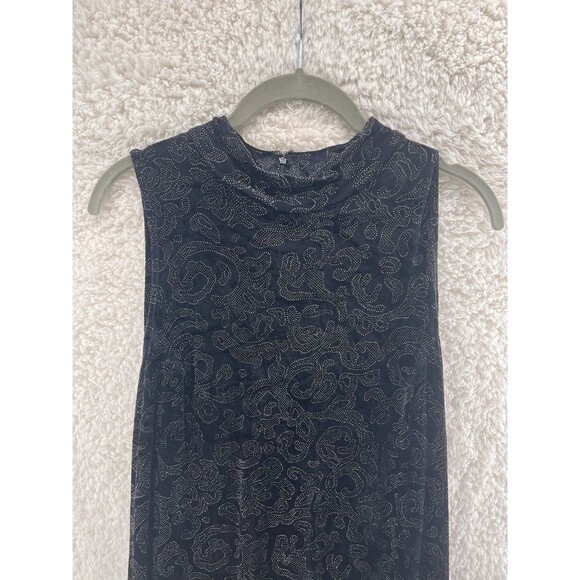 Vintage Black Dress Size 14 Maxi Sleeveless Whimsigoth Elegant Velvet Mock Neck - Picture 2 of 12